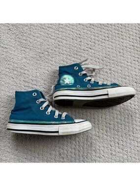 Converse teal with shimmer high top sneakers